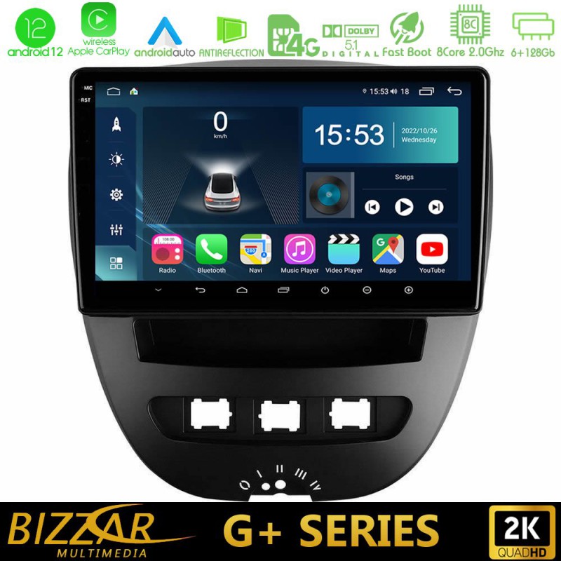 Bizzar G+ Series Toyota Aygo/Citroen C1/Peugeot 107 8core Android14 6+128GB Navigation Multimedia Tablet 10" Bizzar G+ Series Toyota Aygo/Citroen C1/Peugeot 107 8core Android14 6+128GB Navigation Multimedia Tablet 10"