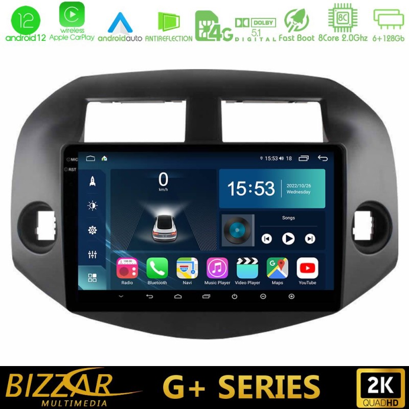 Bizzar G+ Series Toyota Rav4 2006-2012 8core Android12 6+128GB Navigation Multimedia Tablet 10