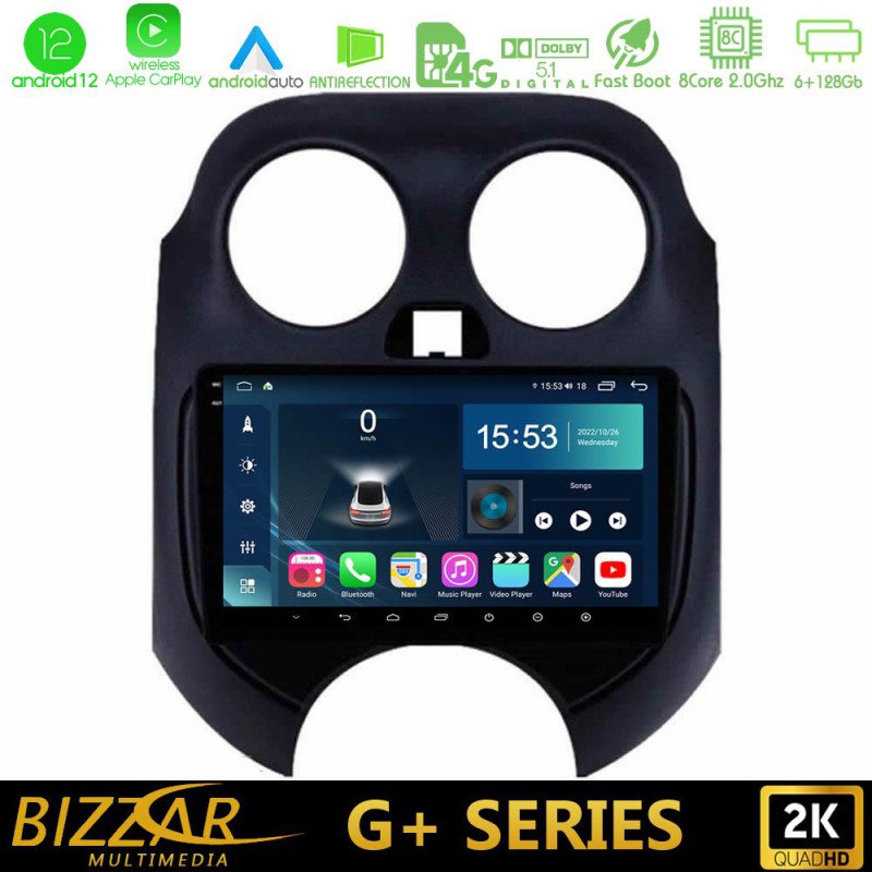 Bizzar G+ Series Nissan Micra 2011-2014 8core Android14 6+128GB Navigation Multimedia Tablet 9"