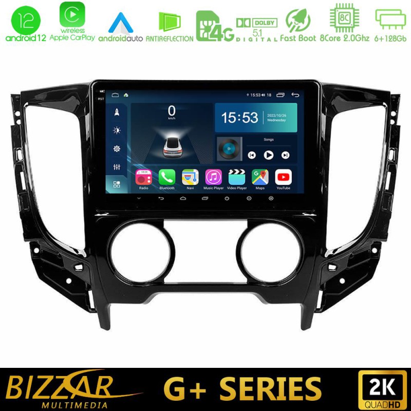 Bizzar G+ Series Mitsubishi L200 2016-> & Fiat Fullback (Manual A/C) 8core Android14 6+128GB Navigation Multimedia Tablet 9"