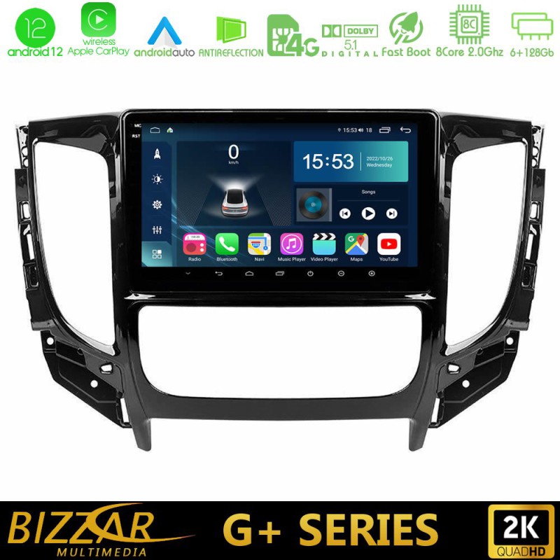 Bizzar G+ Series Mitsubishi L200 2016-> & Fiat Fullback (Auto A/C) 8core Android14 6+128GB Navigation Multimedia Tablet 9"