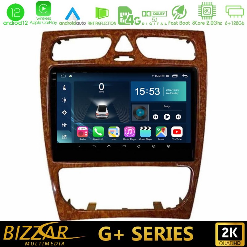 Bizzar G+ Series Mercedes C Class (W203) 8core Android12 6+128GB Navigation Multimedia 9