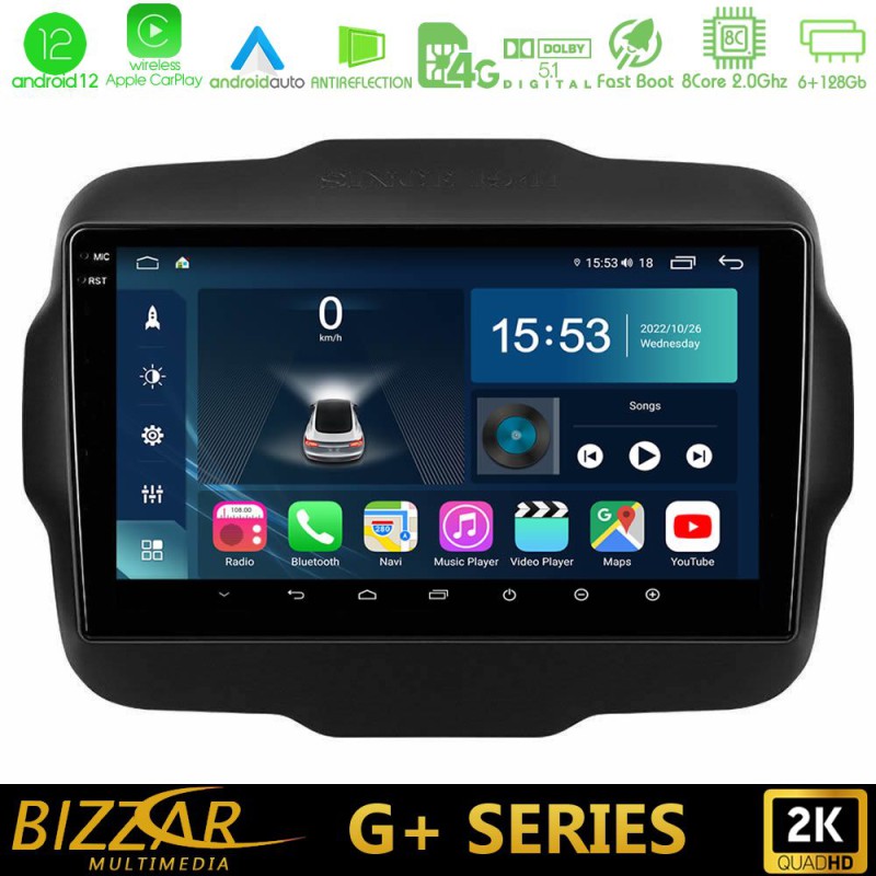 Bizzar G+ Series Jeep Renegade 2015-2019 8core Android14 6+128GB Navigation Multimedia Tablet 9"