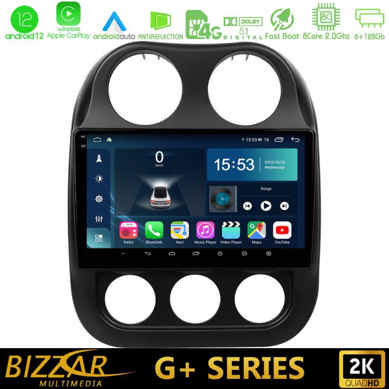 Bizzar G+ Series Jeep Compass 2010-2016 8core Android14 6+128GB Navigation Multimedia Tablet 10"