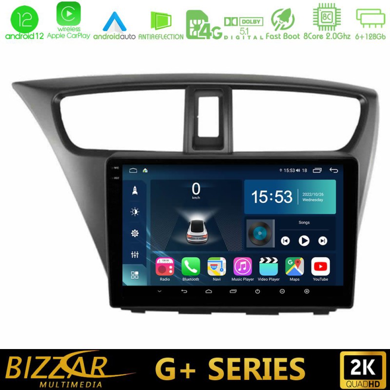 Bizzar G+ Series Honda Civic Hatchback 2012-2015 8core Android14 6+128GB Navigation Multimedia Tablet 9" Bizzar G+ Series Honda Civic Hatchback 2012-2015 8core Android14 6+128GB Navigation Multimedia Tablet 9"