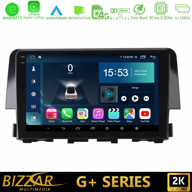 Bizzar G+ Series Honda Civic 2016-2020 8core Android14 6+128GB Navigation Multimedia 9" Bizzar G+ Series Honda Civic 2016-2020 8core Android14 6+128GB Navigation Multimedia 9"