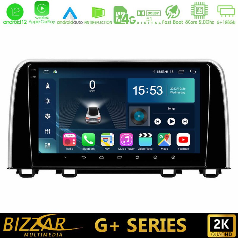 Bizzar G+ Series Honda CR-V 2019-> 8core Android14 6+128GB Navigation Multimedia Tablet 10"