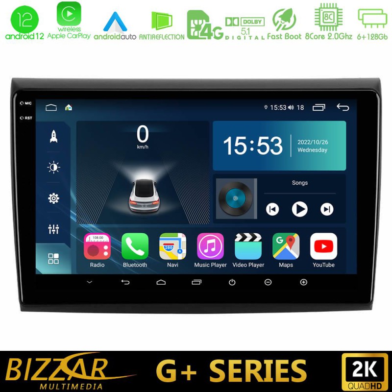 Bizzar G+ Series Fiat Bravo 8core Android14 6+128GB Navigation Multimedia Tablet 9"
