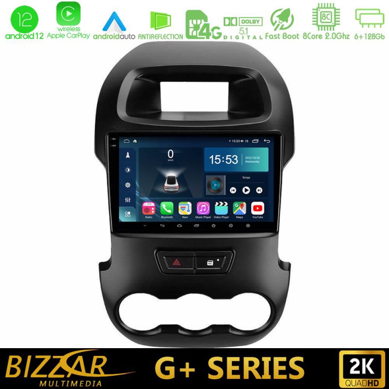 Bizzar G+ Series Ford Ranger 2012-2016 8core Android14 6+128GB Navigation Multimedia Tablet 9"