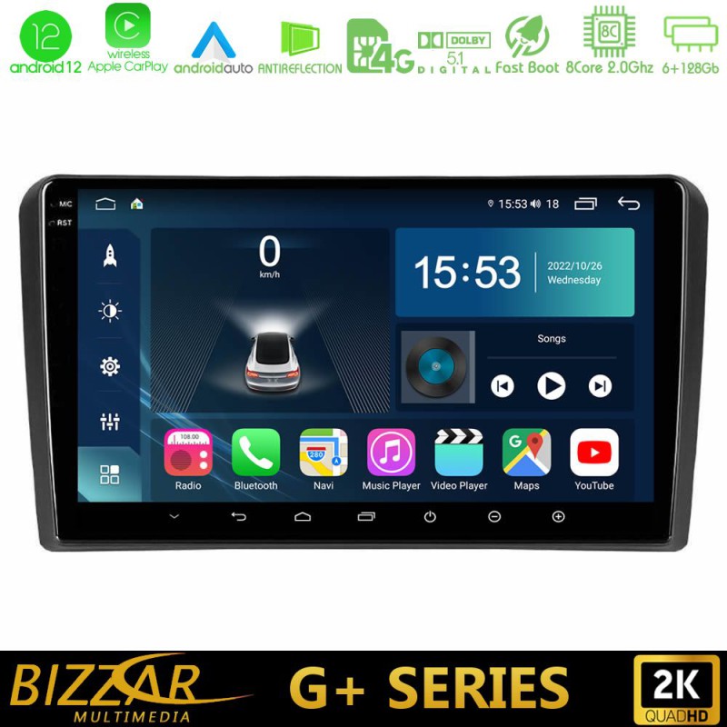 Bizzar G+ Series Audi A3 8P 8core Android14 6+128GB Navigation Multimedia Tablet 9" Bizzar G+ Series Audi A3 8P 8core Android14 6+128GB Navigation Multimedia Tablet 9"