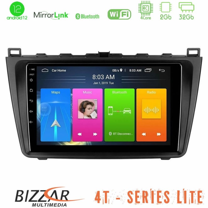 Bizzar 4T Series Mazda 6 2008-2012 4core Android12 2+32GB Navigation Multimedia Tablet 9