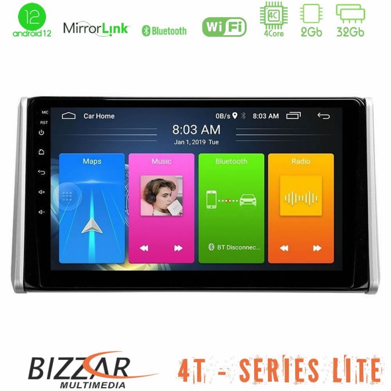 Bizzar 4T Series Toyota RAV4 2019-2023 4Core Android12 2+32GB Navigation Multimedia Tablet 10