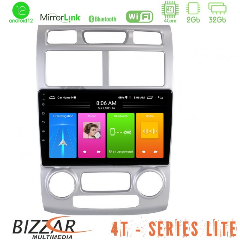Bizzar 4T Series Kia Sportage 2005-2008 4Core Android12 2+32GB Navigation Multimedia Tablet 9″