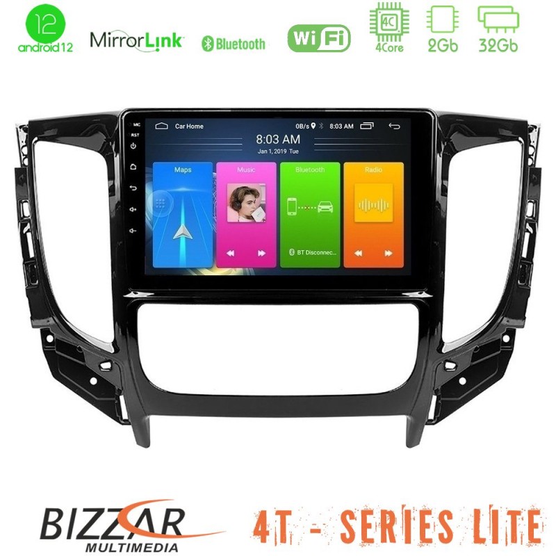 Bizzar 4T Series Mitsubishi L200 2016-&gt; & Fiat Fullback (Auto A/C) 4Core Android12 2+32GB Navigation Multimedia Tablet 9