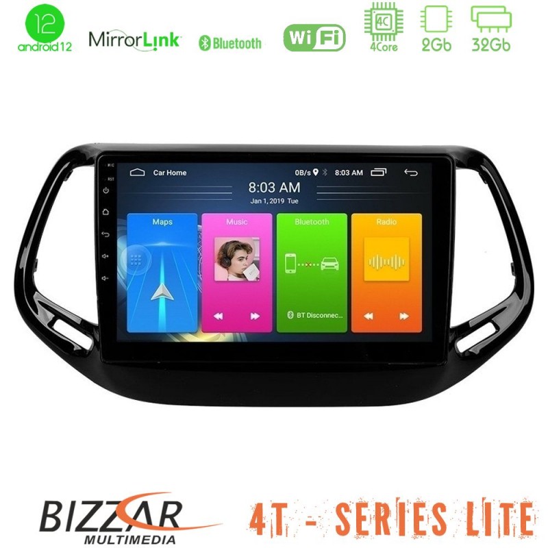 Bizzar 4T Series Jeep Compass 2017&gt; 4Core Android12 2+32GB Navigation Multimedia Tablet 10