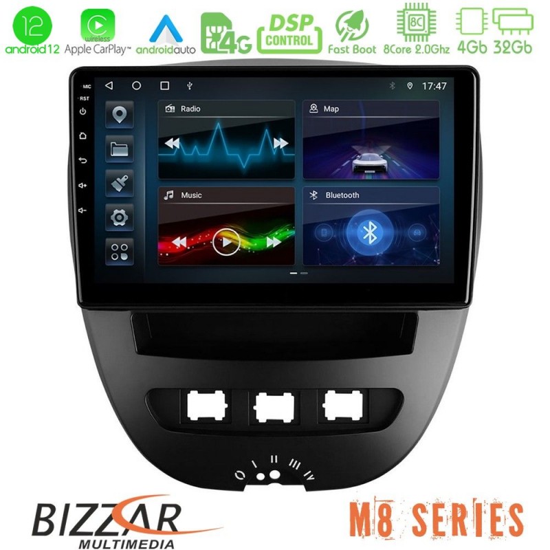 Bizzar M8 Series Toyota Aygo/Citroen C1/Peugeot 107 8core Android13 4+32GB Navigation Multimedia Tablet 10