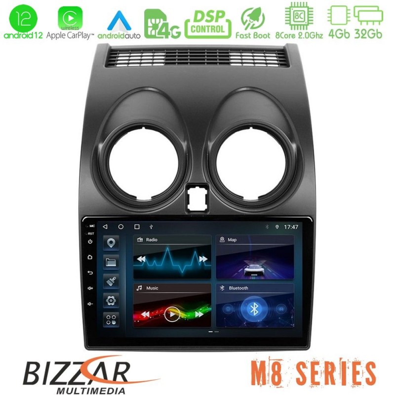 Bizzar M8 Series Nissan Qashqai J10 8core Android13 4+32GB Navigation Multimedia Tablet 9