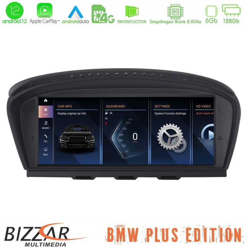 Bizzar Plus Edition BMW 3er/5er E90/E92/E60 CIC Android12 8Core (6+128GB) Navigation Multimedia 8.8" Black Panel