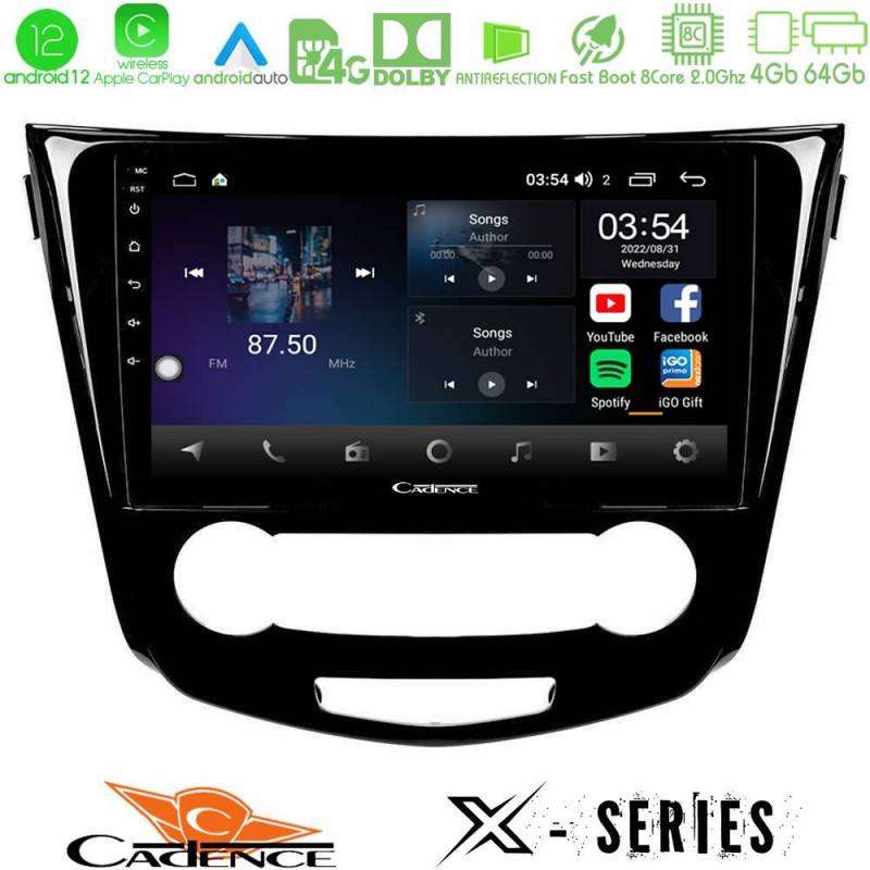 Cadence X Series Nissan Qashqai J11 (Manual A/C) 8core Android12 4+64GB Navigation Multimedia Tablet 10