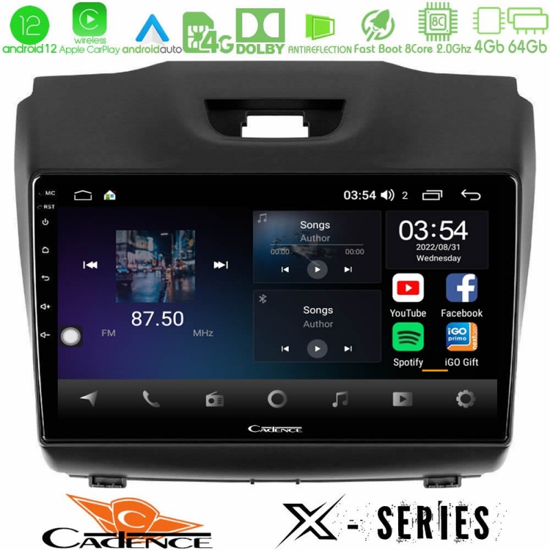 Cadence X Series Isuzu D-MAX 2012-2019 8core Android12 4+64GB Navigation Multimedia Tablet 9