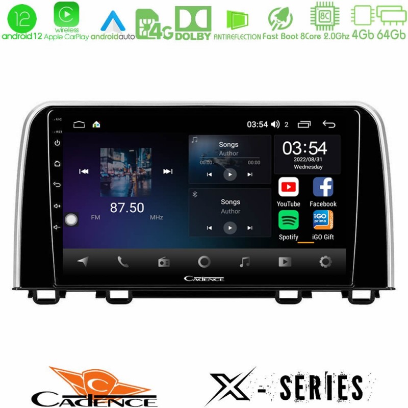 Cadence X Series Honda CR-V 2019-&gt; 8core Android12 4+64GB Navigation Multimedia Tablet 10