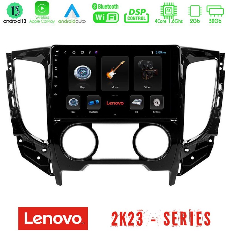 Lenovo Car Pad Mitsubishi L200 2016-&gt; & Fiat Fullback (Manual A/C) 4Core Android 13 2+32GB Navigation Multimedia Tablet 9