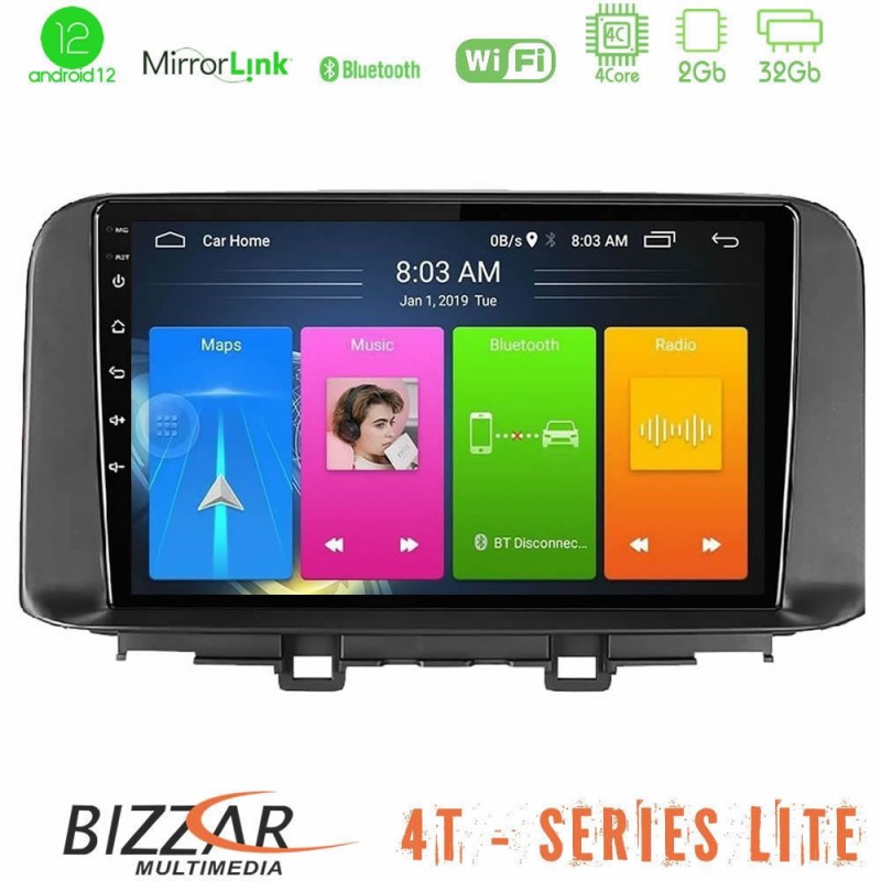 Bizzar 4T Series Hyundai Kona 2018-2023 4Core Android12 2+32GB Navigation Multimedia Tablet 9