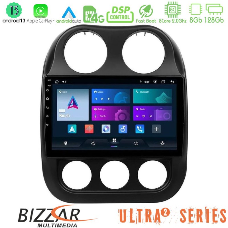 Bizzar Ultra Series Jeep Compass 2010-2016 8core Android13 8+128GB Navigation Multimedia Tablet 10" Bizzar Ultra Series Jeep Compass 2010-2016 8core Android13 8+128GB Navigation Multimedia Tablet 10"
