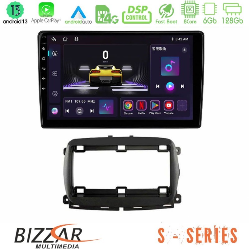 Bizzar S Series  Fiat 500 2016&gt; 8core Android13 6+128GB Navigation Multimedia Tablet 9