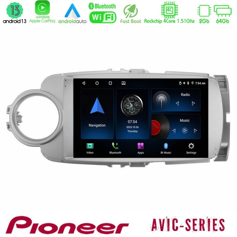 Pioneer AVIC 4Core Android13 2+64GB Toyota Yaris Navigation Multimedia Tablet 9
