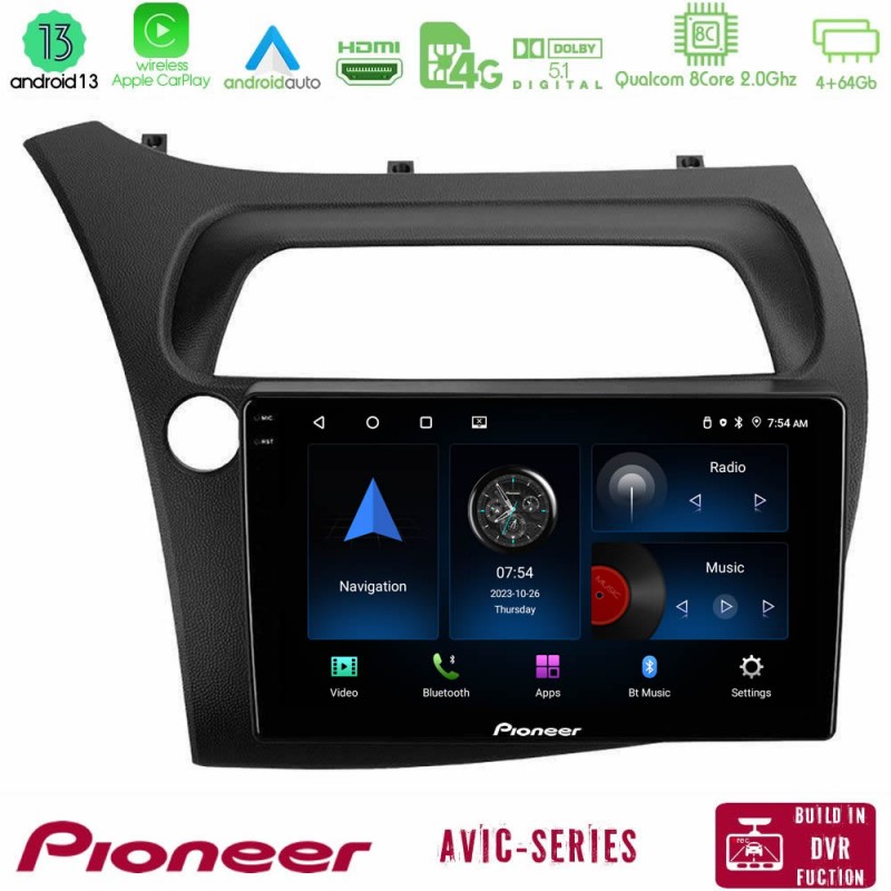 Pioneer AVIC 8Core Android13 4+64GB Honda Civic Navigation Multimedia Tablet 9