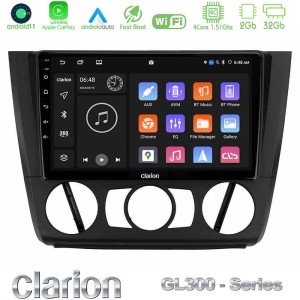 Clarion GL300 Series 4Core Android11 2+32GB BMW 1Series E81/E82/E87/E88 (MANUAL A/C) Navigation Multimedia Tablet 9" Με Carplay & Android Auto