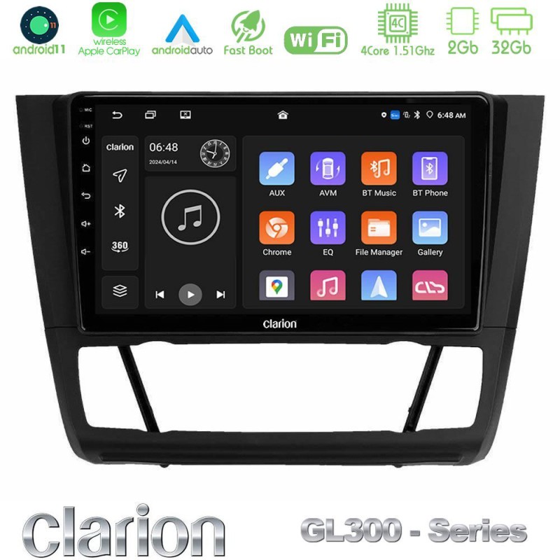 Clarion GL300 Series 4Core Android11 2+32GB BMW 1Series E81/E82/E87/E88 (AUTO A/C) Navigation Multimedia Tablet 9" Με Carplay & Android Auto Clarion GL300 Series 4Core Android11 2+32GB BMW 1Series E81/E82/E87/E88 (AUTO A/C) Navigation Multimedia Tablet 9" Με Carplay & Android Auto