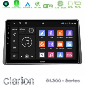 Clarion GL300 Series 4Core Android11 2+32GB Dacia Duster 2019-> Navigation Multimedia Tablet 10" Με Carplay & Android Auto