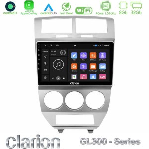 Clarion GL300 Series 4Core Android11 2+32GB Dodge Caliber 2006-2011 Navigation Multimedia Tablet 10" Με Carplay & Android Auto