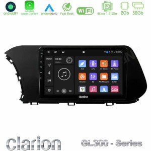 Clarion GL300 Series 4Core Android11 2+32GB Hyundai i20 2021-2023 Navigation Multimedia Tablet 10" Με Carplay & Android Auto