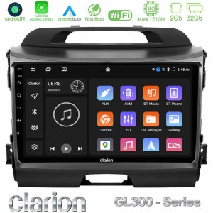 Clarion GL300 Series 4Core Android11 2+32GB Kia Sportage Navigation Multimedia Tablet 9" Με Carplay & Android Auto
