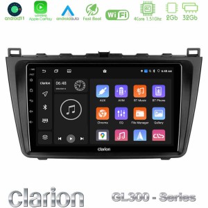 Clarion GL300 Series 4Core Android11 2+32GB Mazda 6 2008-2012 Navigation Multimedia Tablet 9" Με Carplay & Android Auto