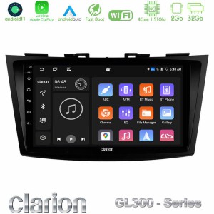 Clarion GL300 Series 4Core Android11 2+32GB Suzuki Swift 2011-2016 Navigation Multimedia Tablet 9" Με Carplay & Android Auto