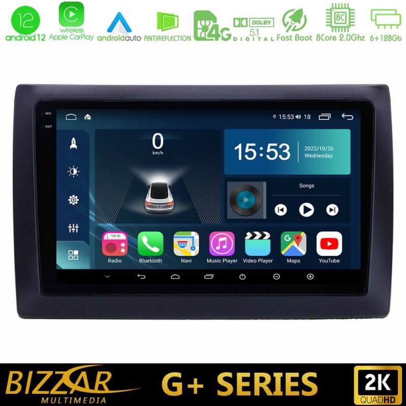 Bizzar G+ Series Fiat Stilo 8core Android14 6+128GB Navigation Multimedia Tablet 9"