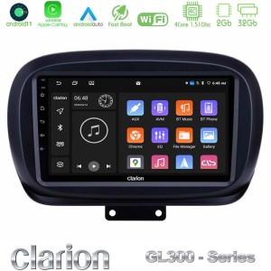 Clarion GL300 Series 4Core Android11 2+32GB Fiat 500X Navigation Multimedia Tablet 9" Με Carplay & Android Auto