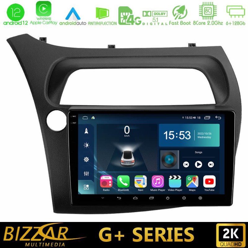 Bizzar G+ Series Honda CiviC Hatchback 2006-2011 8core Android14 6+128GB Navigation Multimedia Tablet 9"
