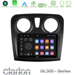 Clarion GL300 Series 4Core Android11 2+32GB Dacia Dokker 2014-2021 Navigation Multimedia Tablet 9" Με Carplay & Android Auto Clarion GL300 Series 4Core Android11 2+32GB Dacia Dokker 2014-2021 Navigation Multimedia Tablet 9" Με Carplay & Android Auto