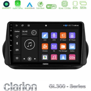 Clarion GL300 Series 4Core Android11 2+32GB Fiat Fiorino/Citroen Nemo/Peugeot Bipper Navigation Multimedia Tablet 10" Με Carplay & Android Auto