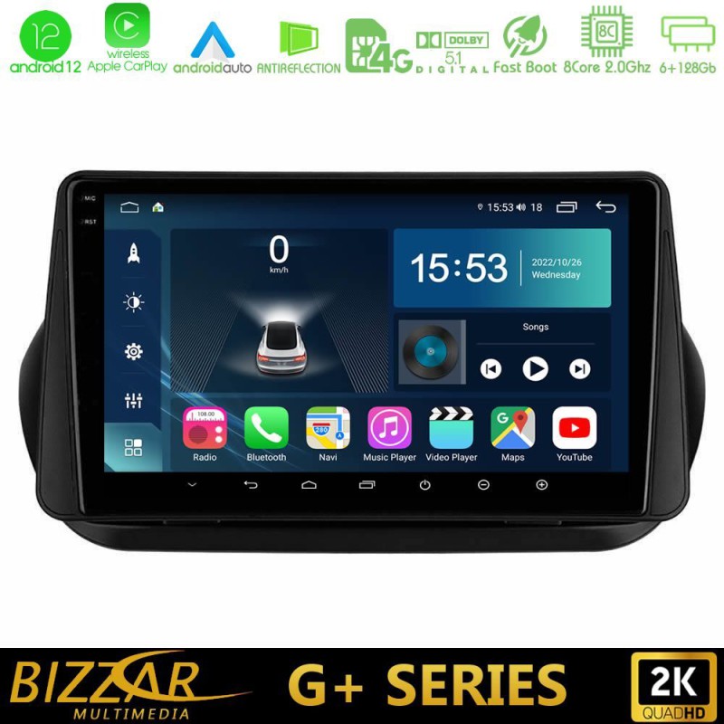 Bizzar G+ Series Fiat Fiorino/Citroen Nemo/Peugeot Bipper 8core Android14 6+128GB Navigation Multimedia Tablet 10"