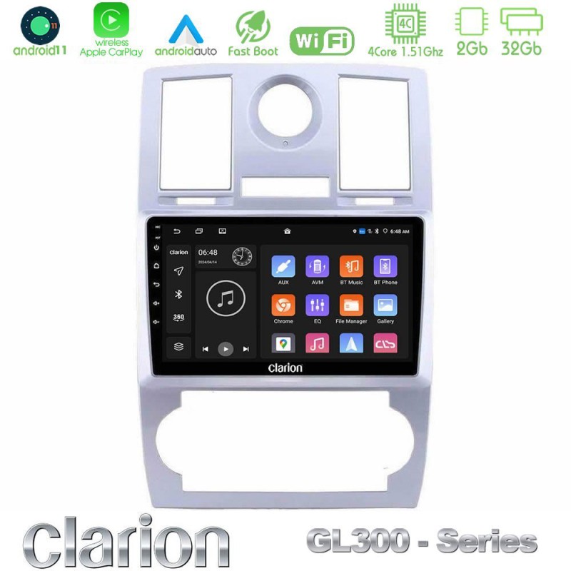 Clarion GL300 Series 4Core Android11 2+32GB Chrysler 300C Navigation Multimedia Tablet 9" Με Carplay & Android Auto Clarion GL300 Series 4Core Android11 2+32GB Chrysler 300C Navigation Multimedia Tablet 9" Με Carplay & Android Auto