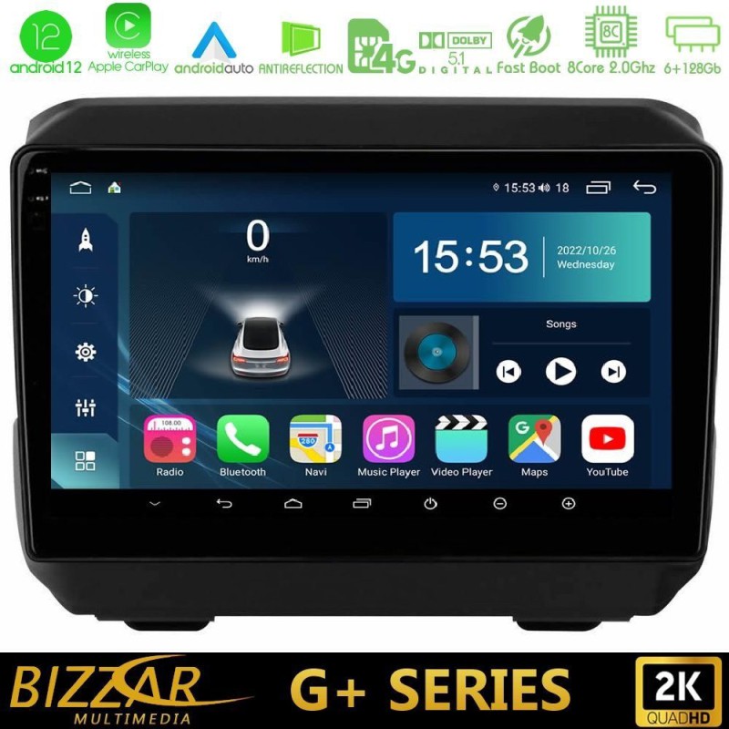 Bizzar G+ Series Jeep Wrangler 2018-> 8core Android14 6+128GB Navigation Multimedia Tablet 9"