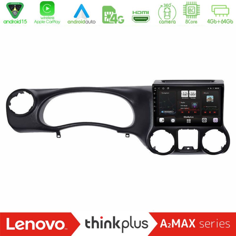 Lenovo Thinkplus A2MAX Series 8Core Android15 4+64GB  Jeep Wrangler 2011-2014 Navigation Multimedia Tablet 10"