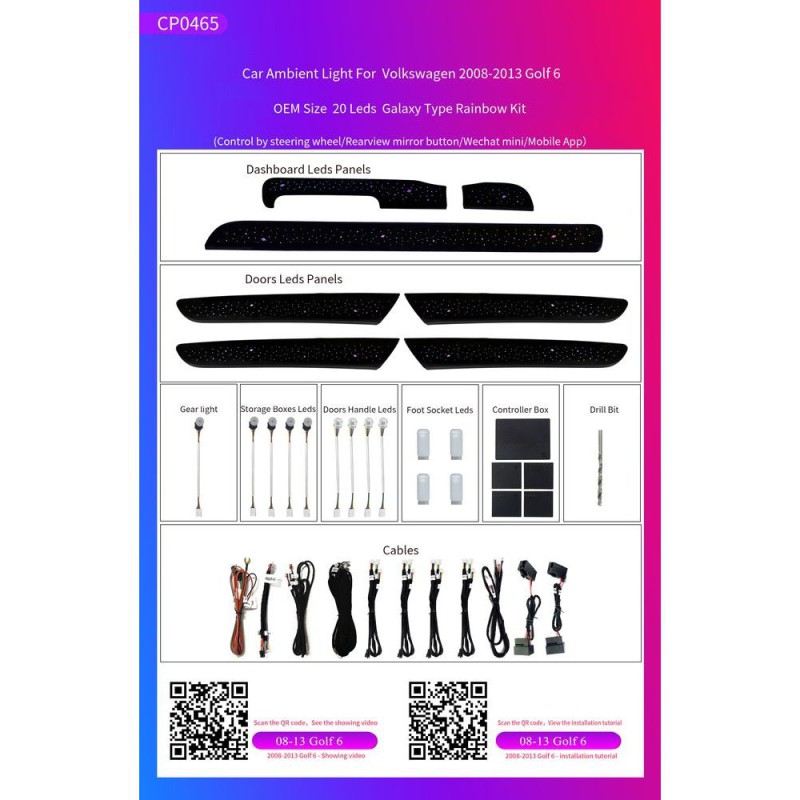 Ατμοσφαιρικός Φωτισμός VW GOLF 6 Ambient Light Kit 1:1 Ατμοσφαιρικός Φωτισμός VW GOLF 6 Ambient Light Kit 1:1