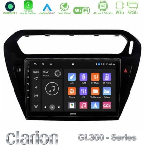 Clarion GL300 Series 4Core Android11 2+32GB Citroen C-Elysee / Peugeot 301 Navigation Multimedia Tablet 9" Με Carplay & Android Auto